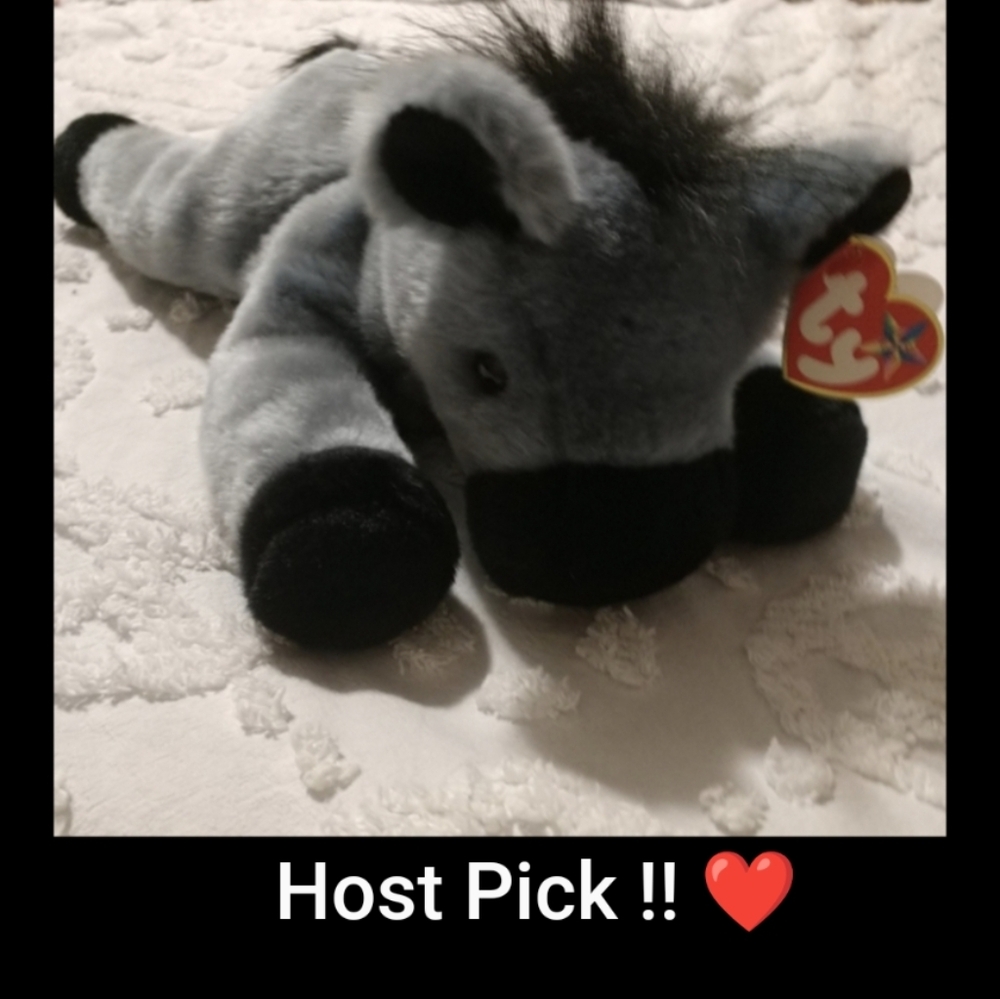 ❤️Lefty 14" Beanie Buddy Vintage TY 2000 Gray/Black/Flag on rump Original Tags